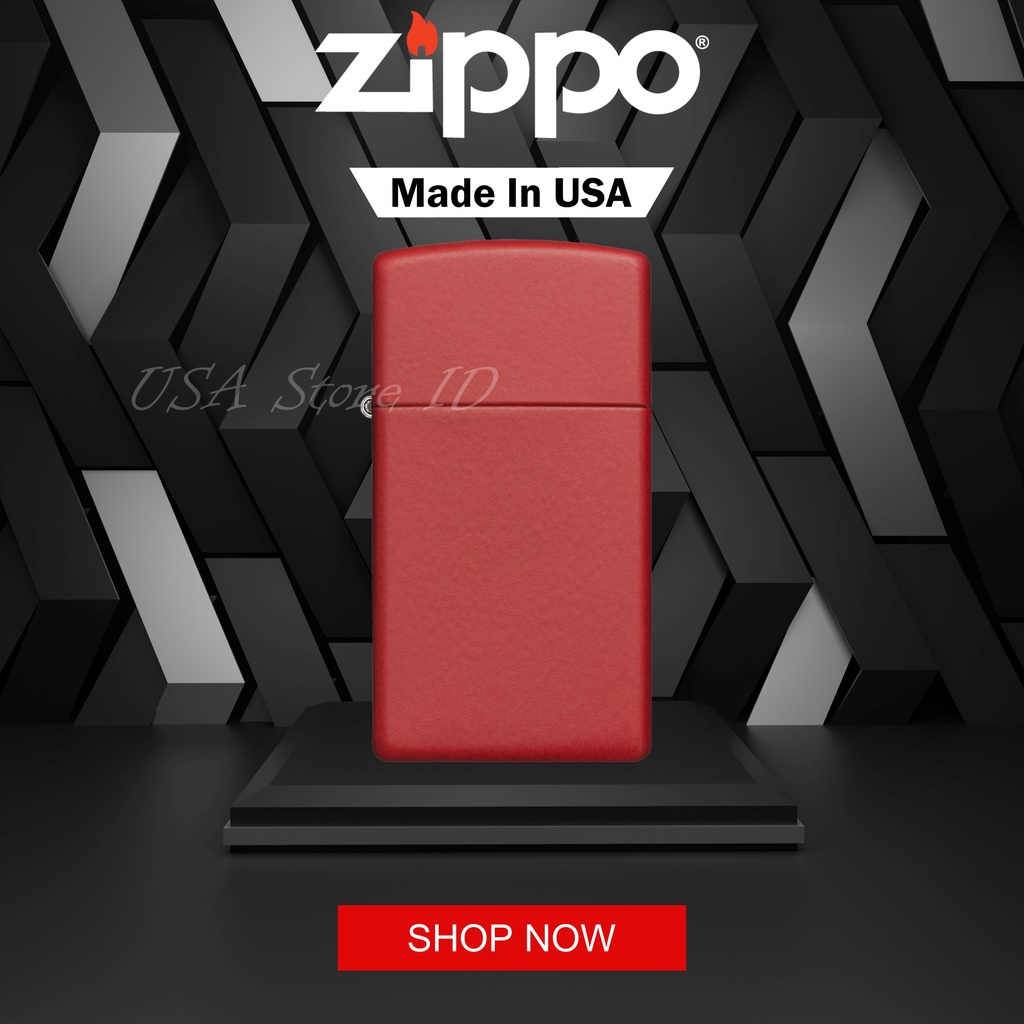 Korek Api Zippo Slim® Red Matte 1633 Original Made In USA