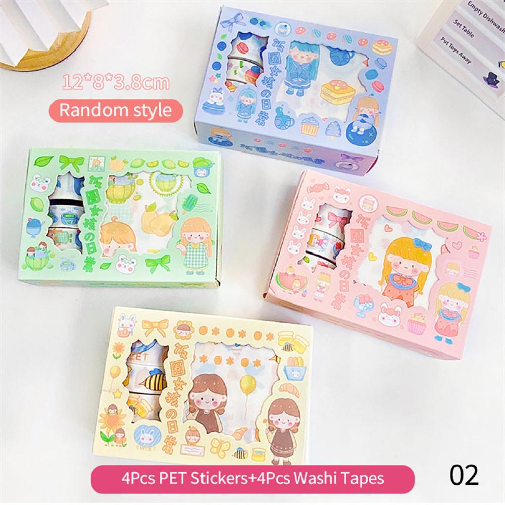 Timekey 4/5Rolls 4/9Pcs Lucu Kartun Washi Tape Scrapbooking Kreatif Kawaii Masking Jurnal Tape DIY Scrapbooking Diary Tape Stiker A6J3