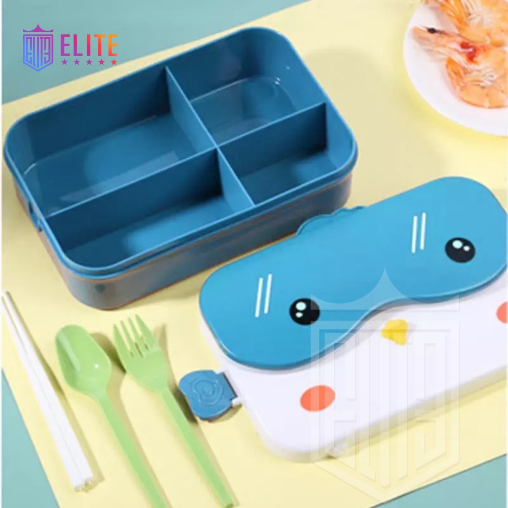 Kotak Makan Siang Bento Portabel Bentuk Persegi Panjang Bahan Plastik Anti Bocor Untuk Anak Sekolah