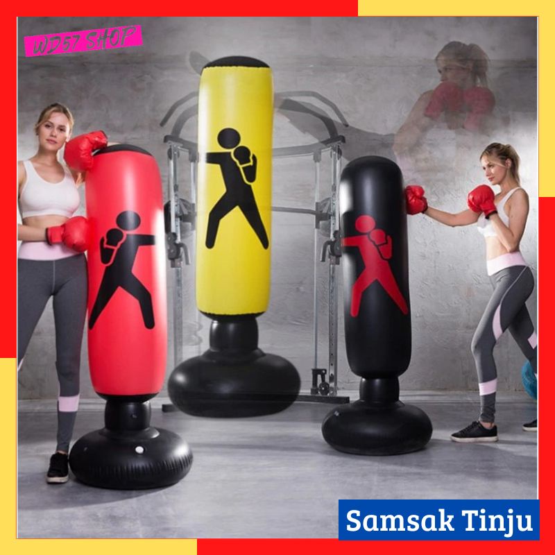 Balon Tinju Berdiri Tiang Samsak 1.6M Tendang Model Tiup Bahan PVC Latihan Pukulan Bantalan Boxing K