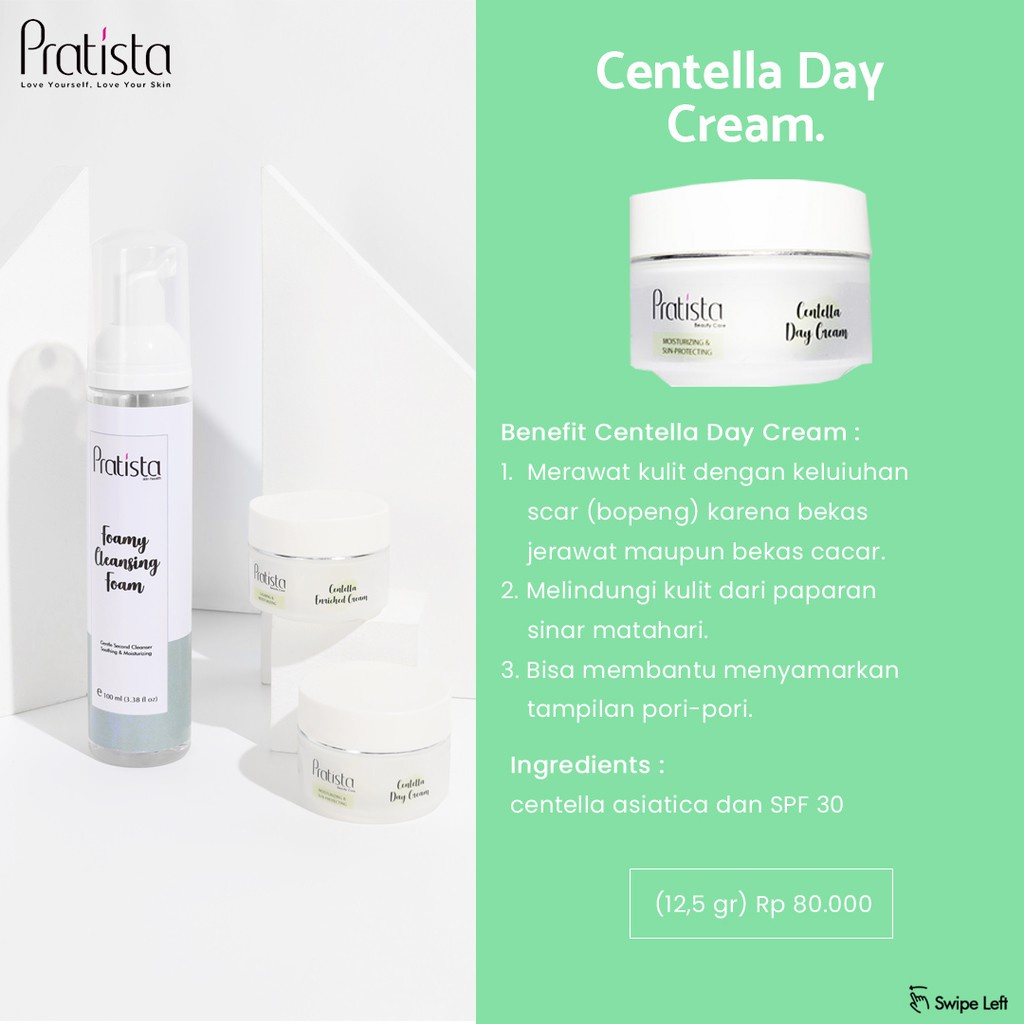 Krim Pagi Wajah Berjerawat Centella Day Cream SPF 30 Pratista Skincare Wajah Atasi Jerawat Beruntusan Komedo Ori BPOM