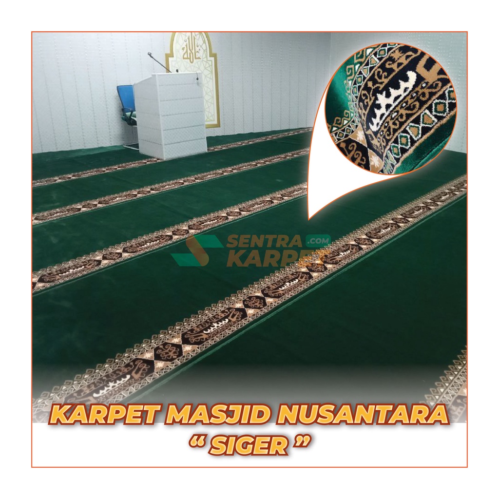 Karpet Masjid Meteran Rollan Tebal 13 ML Halus Lembut Ukuran Tinggi 120 cm Motif Nusantara Siger Pol