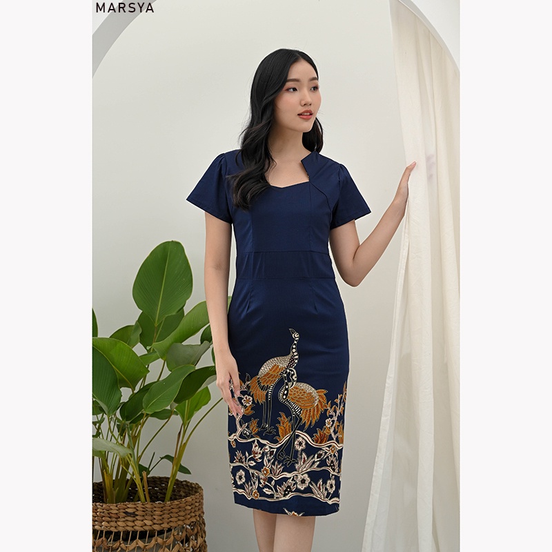 Evercloth Marsya Dress Batik Wanita Terusan Batik Couple Modern Kebaya Couple Set Seragam Family