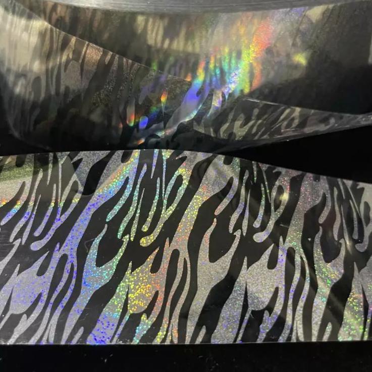 (♥C6369]  HOT STAMPING FOIL / HOLOGRAPHIC FOIL / HOLOGRAM FOIL MOTIF ZEBRA TRANSPARAN 4 Cm x 5 Meter