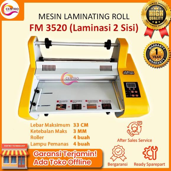 

Mesin Laminating / Laminator Roll 2 Sisi Fm 3520 Uk A3 4 Lampu Pemanas