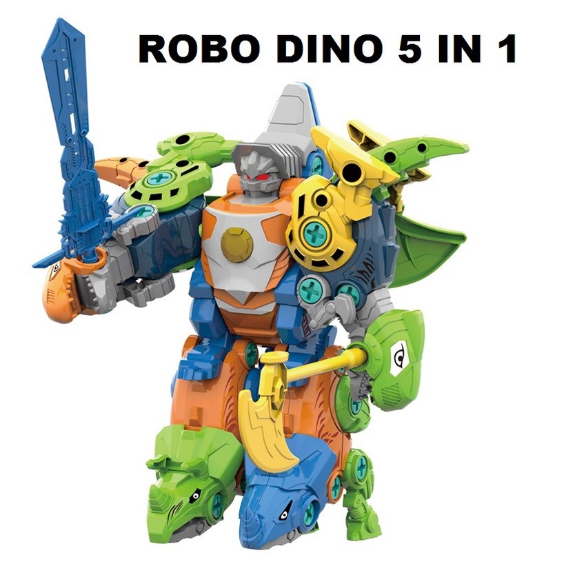 Mainan Robot Dino 5 in 1 - DIY Dinosaurus - Merakit Mainan Robot Dino