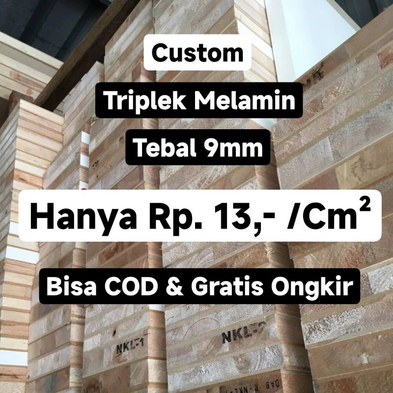 9mm Triplek Melamin Custom Ukuran Tebal