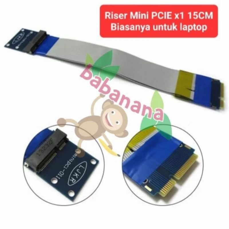 Riser mini pcie x1 15cm extension mining wifi laptop e xternal vga