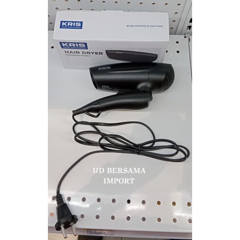 KRIS Travel Hair Dryer/Pengering Rambut/Hair Dryer Lipat - Hitam