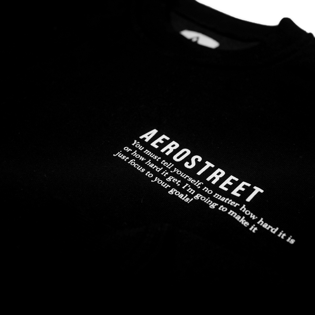 Sweater Pria Aerostreet Crewneck Lokko Hitam Sweater Sweatshirt BAAAA | Sweater Simple Crewneck