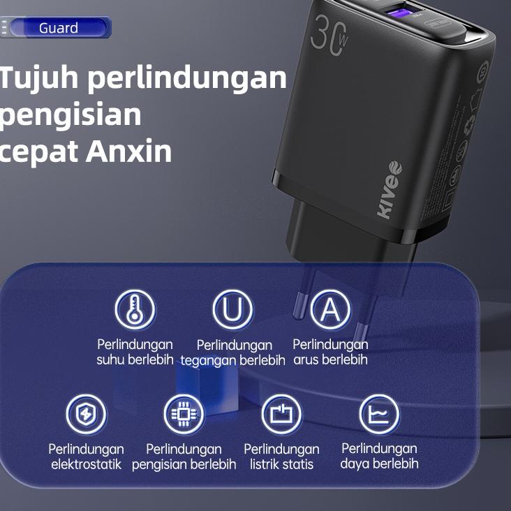 Best Product KIVEE Charger Adaptor fast charging 30W kepala charger Type C PD 3.0+QC 4.0 Wall Charge