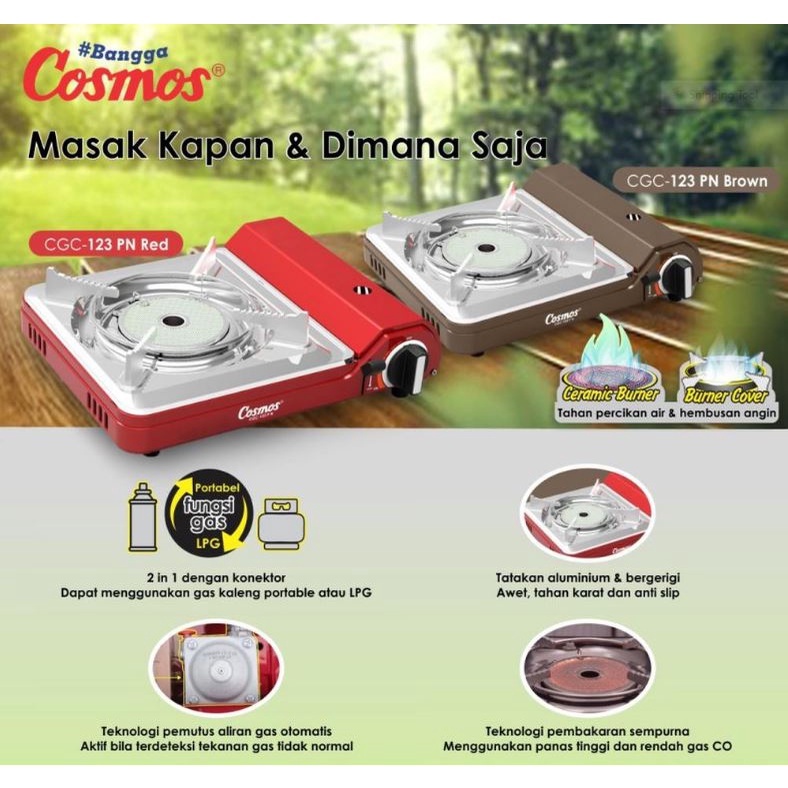 Cosmos Kompor Portable Gas  Cooker CGS 123 P / CGS 123P 2 in 1