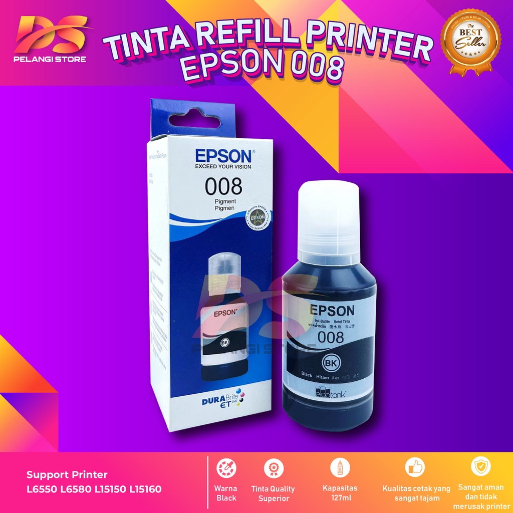 Tinta Epson 008 Black Tinta Printer L6550 L6580 L15150 L15160 Warehouse Sale