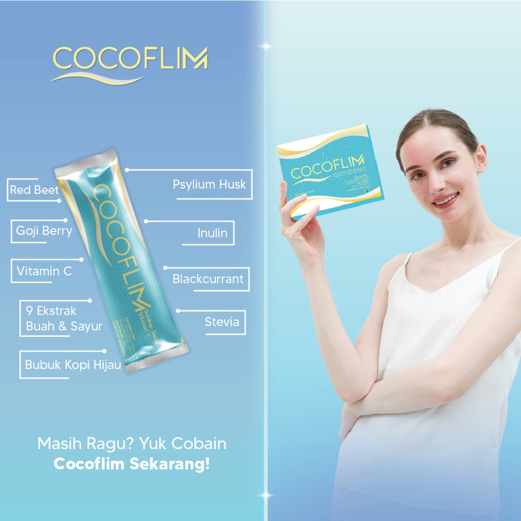 READY ! Cocoflim Fiber - 1 Pouch ( 7 sachet ) Suplemen Diet sehat. Paket Kurus / Minuman Diet 1 Minggu - BPOM