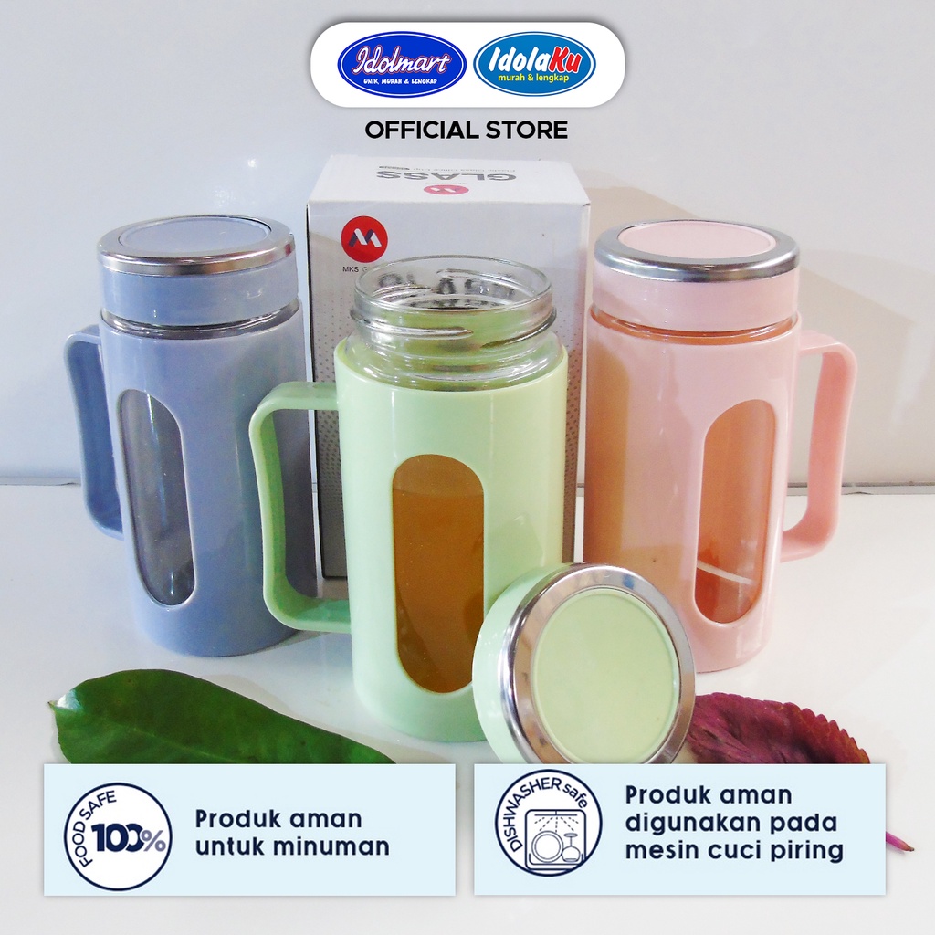 IDOLMART Gelas Kaca Glass Plastic Cup Office 350Ml