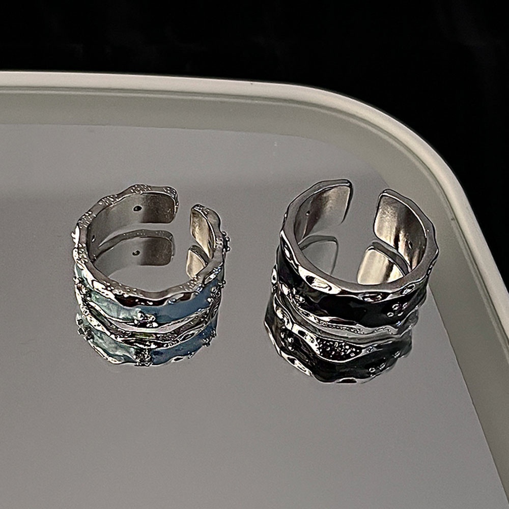 [COD Tangding] Cincin Pasangan Berlian Elegan Hadiah Hari Valentine Pembukaan Pria Wanita Tidak Teratur Cincin Perhiasan