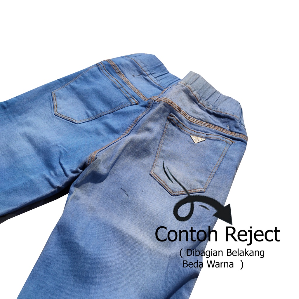 Celana Jegging Leging Jeans Wanita Reject / BS  Pinggang Karet Ice Blue 27 - 34