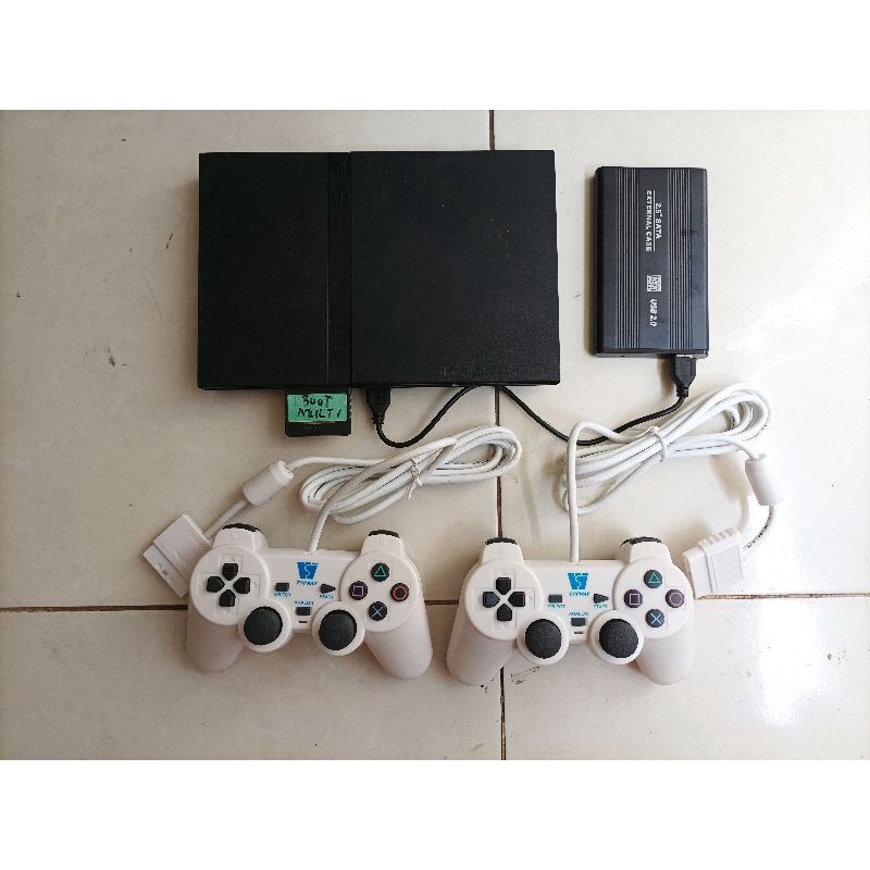 sony ps2 plus hardisk external  fullgame bonus 2 stik  getar