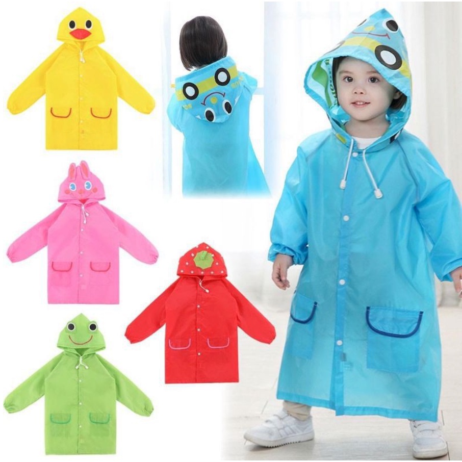 Jas hujan anak karakter  funny Raincoat Jubah Lengan EVA