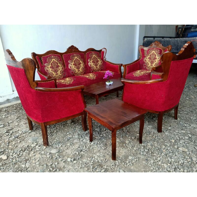 Kursi ruang tamu/Sofa/Kursi Mini Pot(lengkap Acecoris)Rangka kayu jati