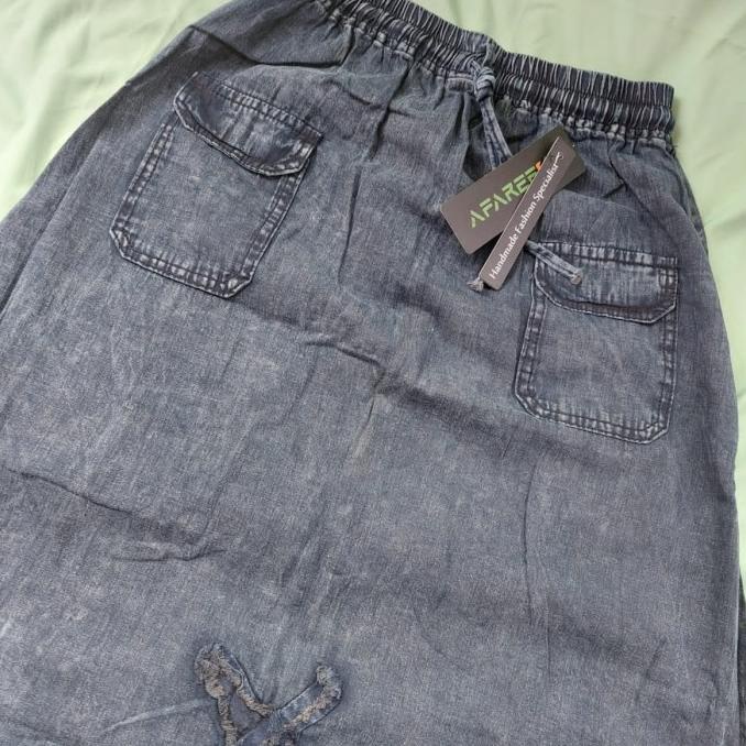 Rok Jeans Panjang Line A Wanita Rok Panjang Span Payung Jumbo