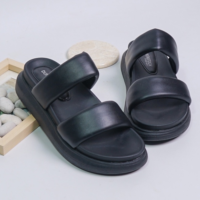 LAPEPA YUK - Dunkenstock CHERRY Sandal Wanita Tinggi 5cm Size 36 - 40 Selop Tidak Licin Sendal Beleza Wedges Slop Birken Rumah Belleza 37 38 39 Warna Black Hitam Bellezza Kekinian Premium Terbaru Shoes Ori Original Mall Official Store