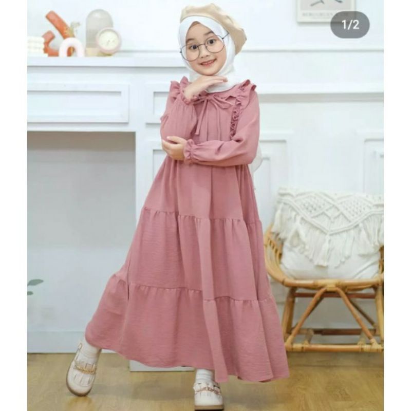 Shafa kids gamis anak tanggung usia 5-12 tahun / gamis anak crinckle terbaru / gamis anak terlaris