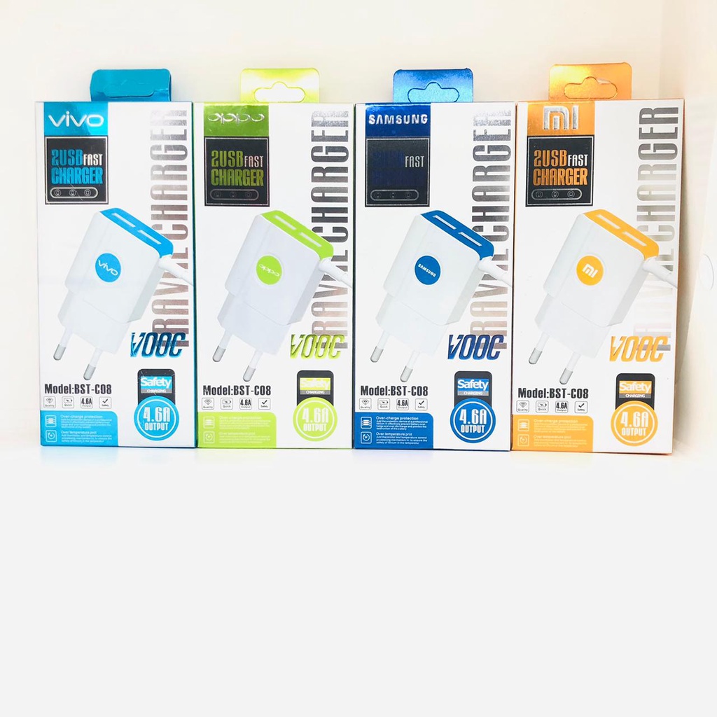 PROMO Travel Charger 2 USB Fast Charger Output 4.6A all brand Vooc BST-C08 BY.SULTAN