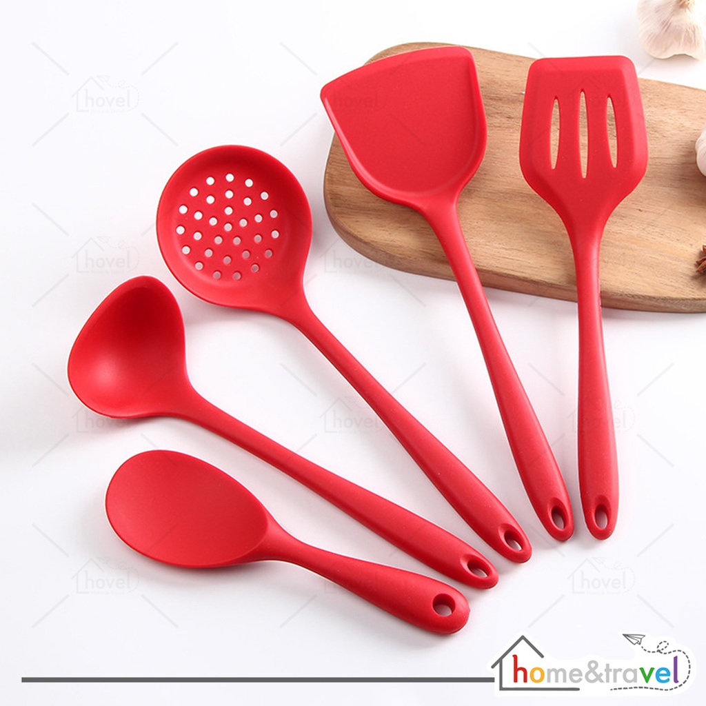 HOVELSHOP Spatula Silikon Kitchen Tools Set Utensil Silicone Sutil Tahan Panas