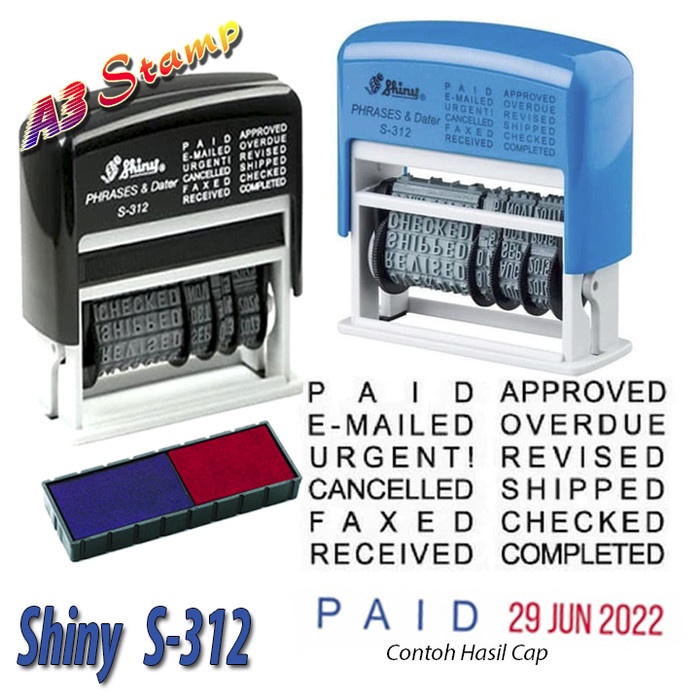 

Stm Stempel Tanggalan Shiny S 312 / S-312 (Self Ink) Phrases & Dater Stamp