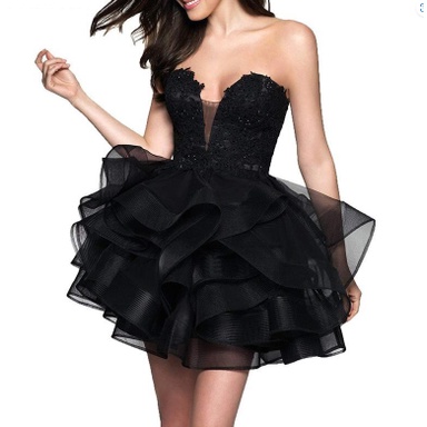 Custom Sexy Black/Red Mini Strapless Sleeveless Ball Gown Prom Dress Evening Dress For Plus Size Wom