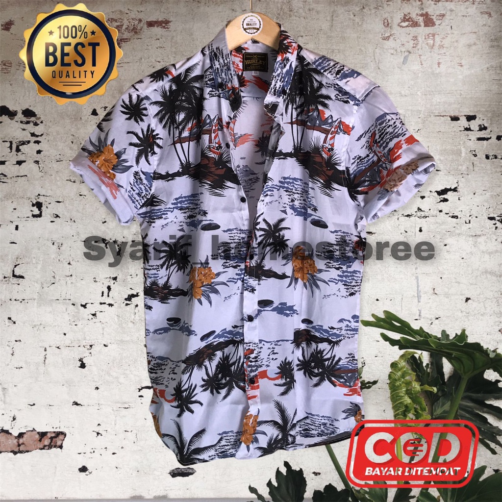 Kemeja Surfing Pria Motif Pantai Baju Distro Original Kasual Premium