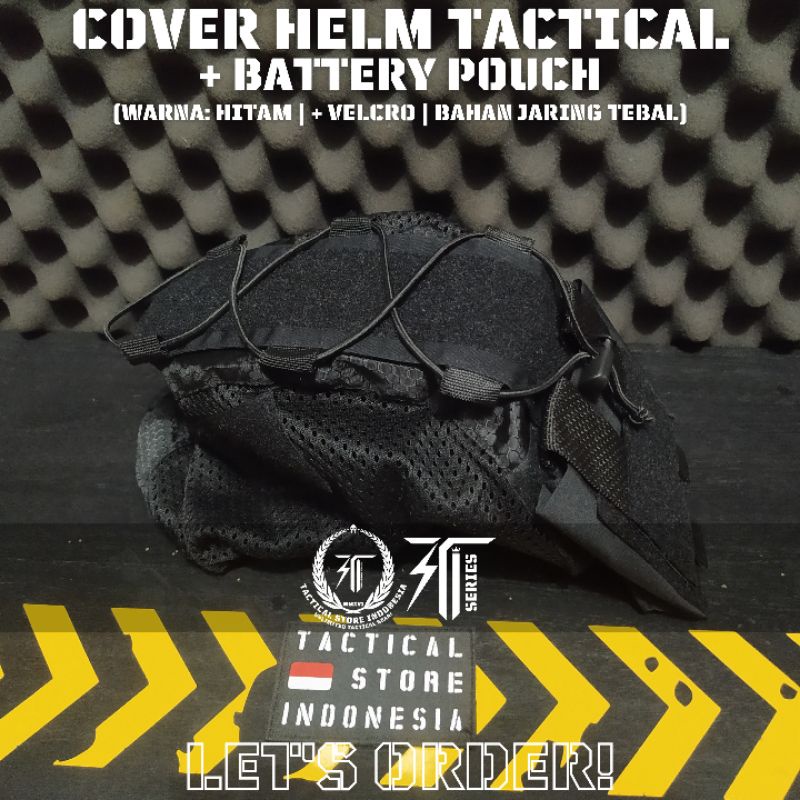 Cover Helm Tactical Kuping Pendek / Panjang + Pouch Battery