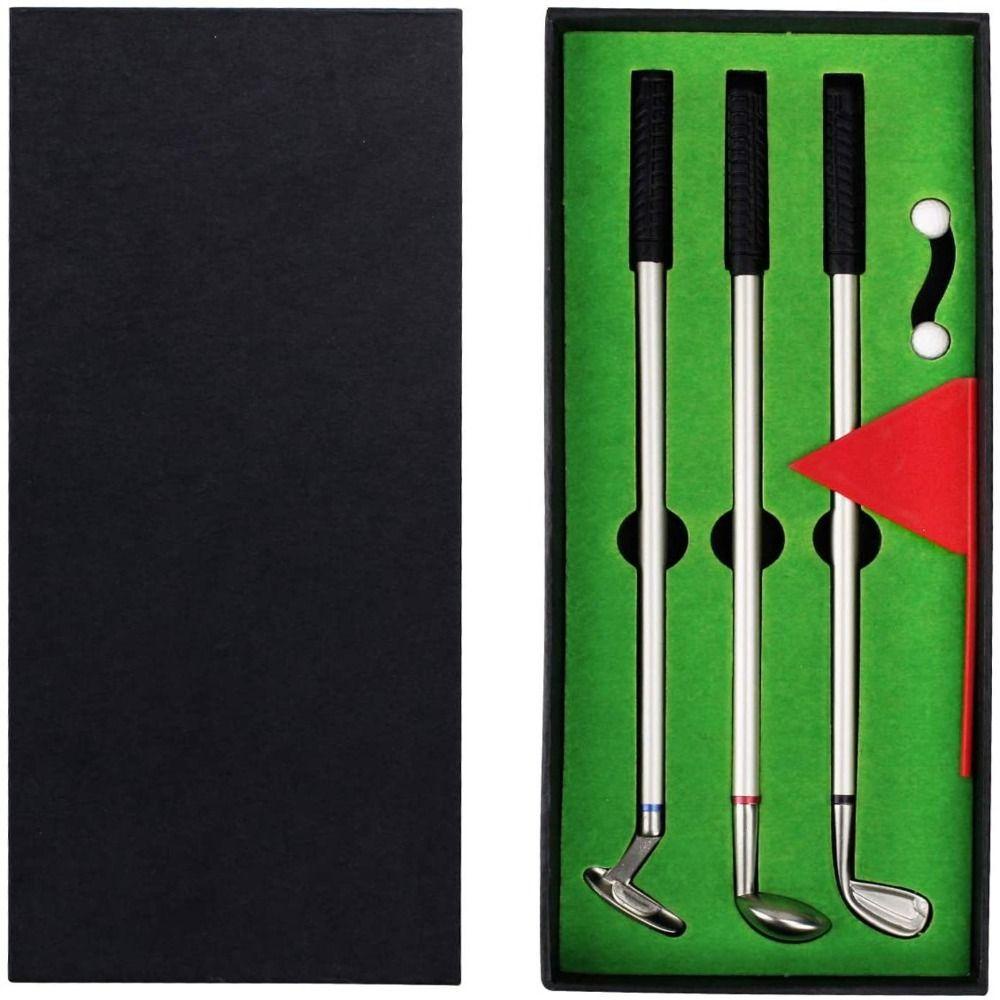 Preva 3PCS/Set Golf Putter Pen Set Alat Tulis Menulis Alat Hadiah Hitam/Merah/Biru Tinta Penandaan Pen Golf Berbentuk Gel Pen