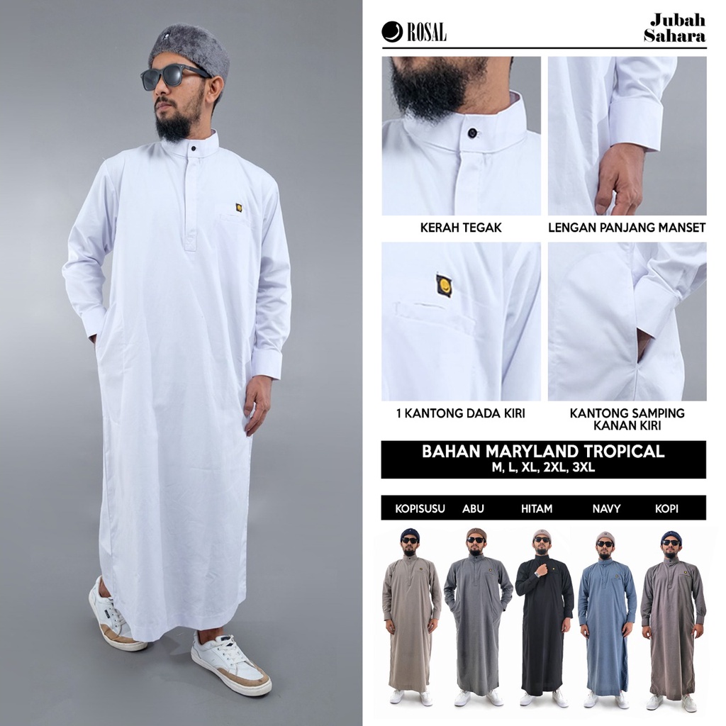 Jubah Sahara ROSAL Gamis Jubah Saudi Premium Pria Dewasa