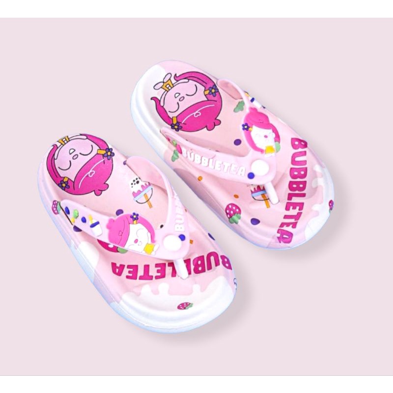Sandal jepit Anak Perempuan motif BubleTea Sandal jepit anak cewek Impor viral kekinian