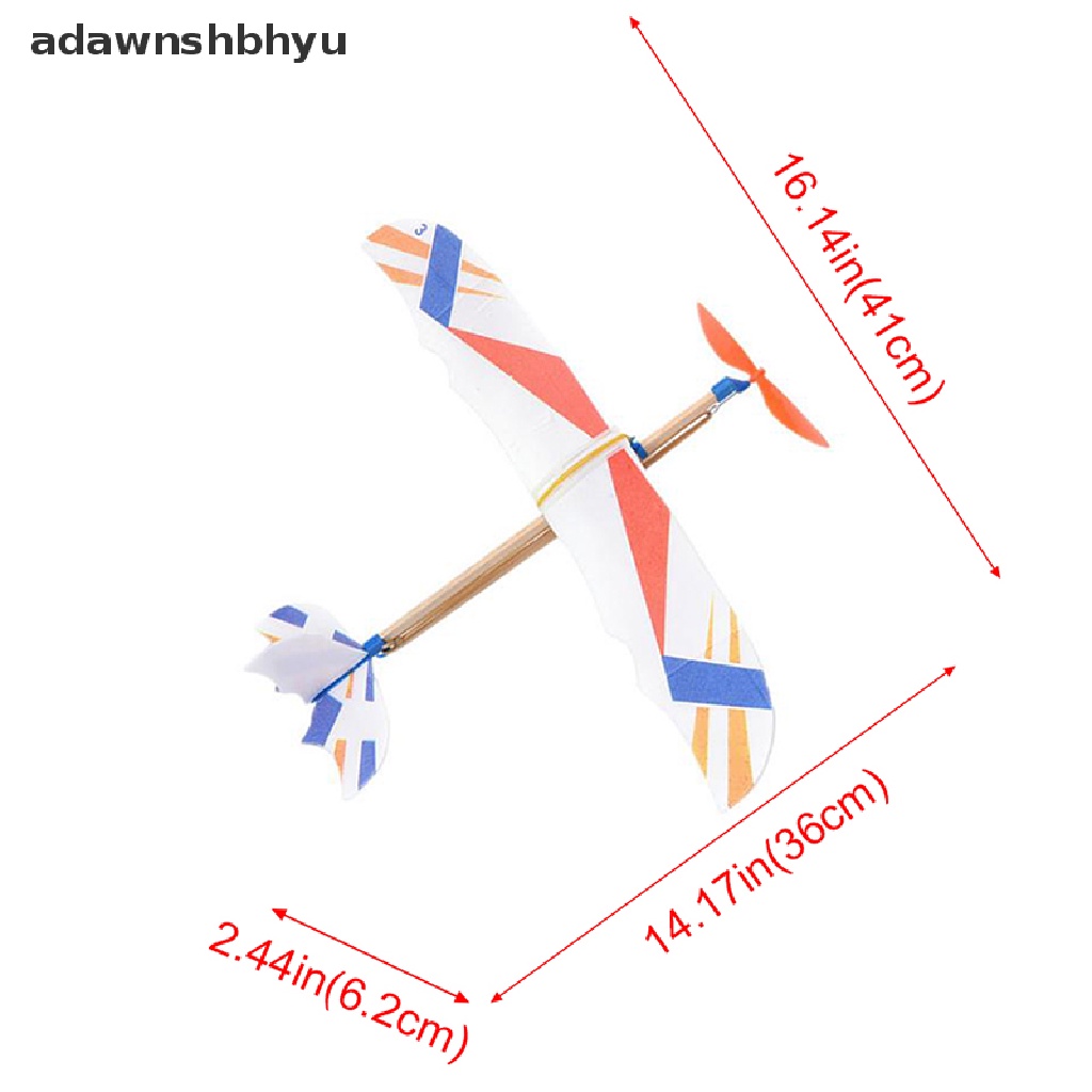 Adawnshbhyu Gelang Karet Elastis Powered Pesawat Glider Terbang Plane Pesawat DIY Mainan Anak ID