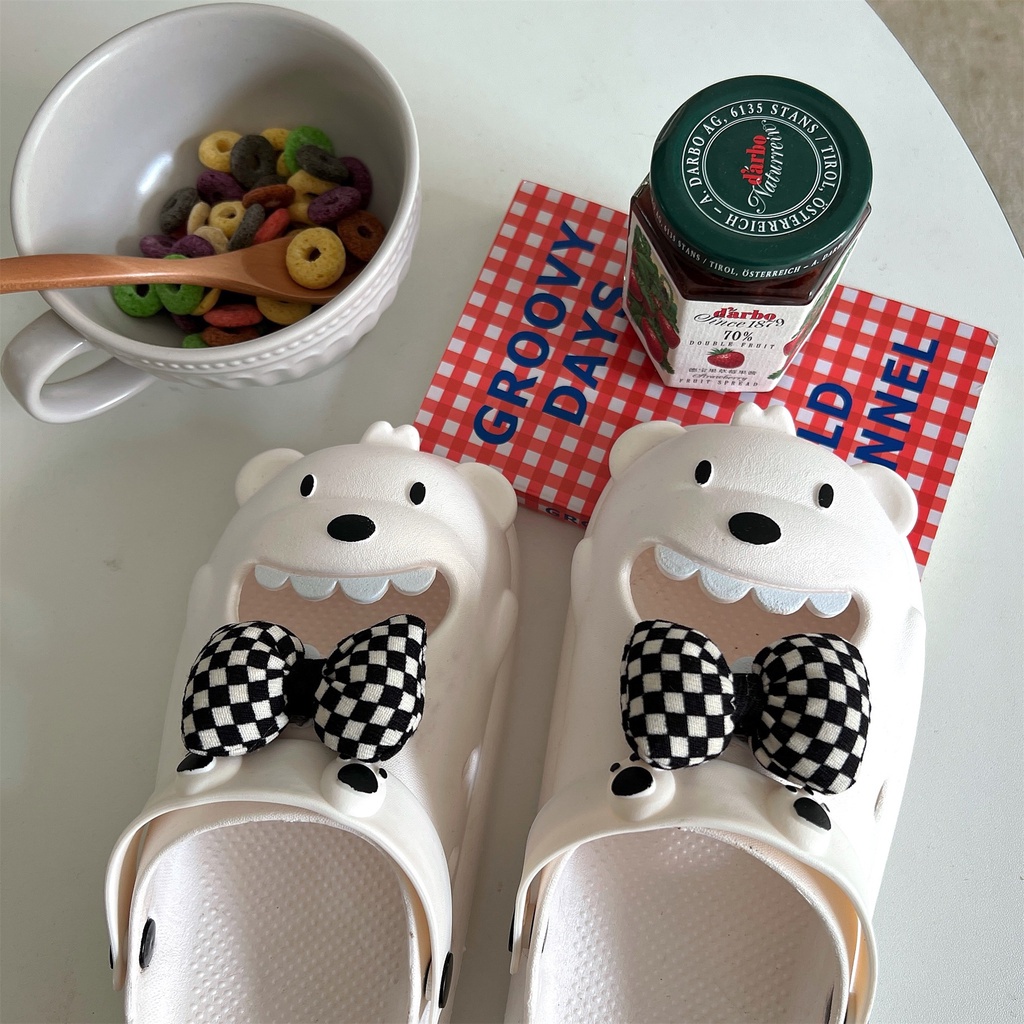 MlNlSO Sandal Slop Wanita Karet Jelly We Bare Bears Rubber Super Soft Elastic Rubber Slipper Non-Slip 1234