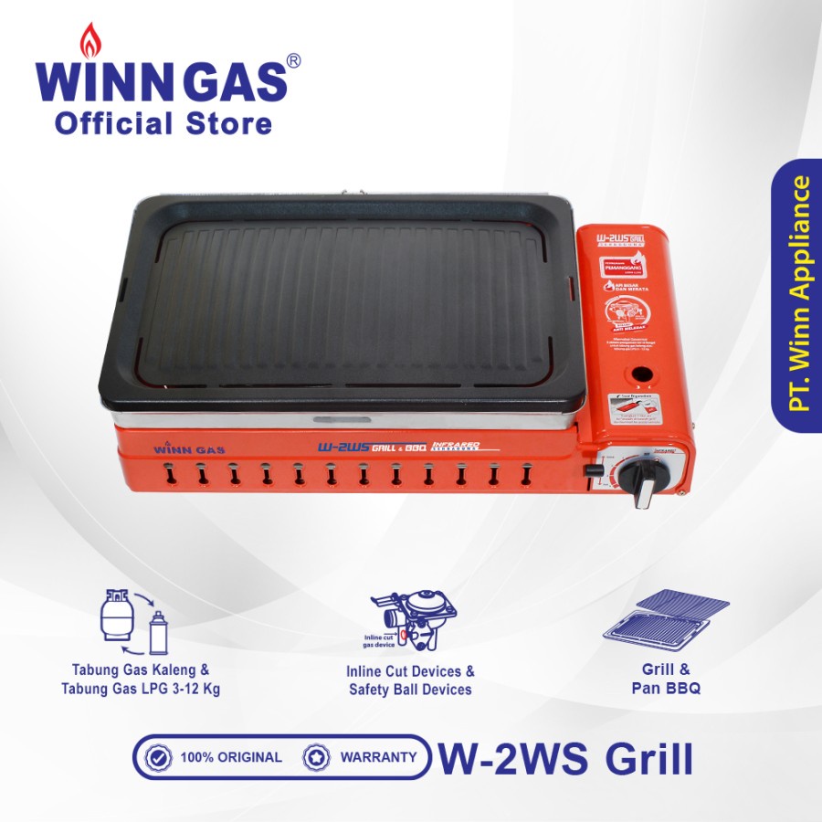 Winn Gas Kompor Portable Grill W2WS - 2 Fungsi / Paket Selang Regulator W88/W900