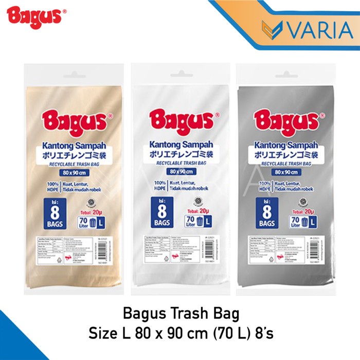 Bagus Kantong Sampah L 80 x 90 cm 70 L 8'S Recyclable Trash Bag