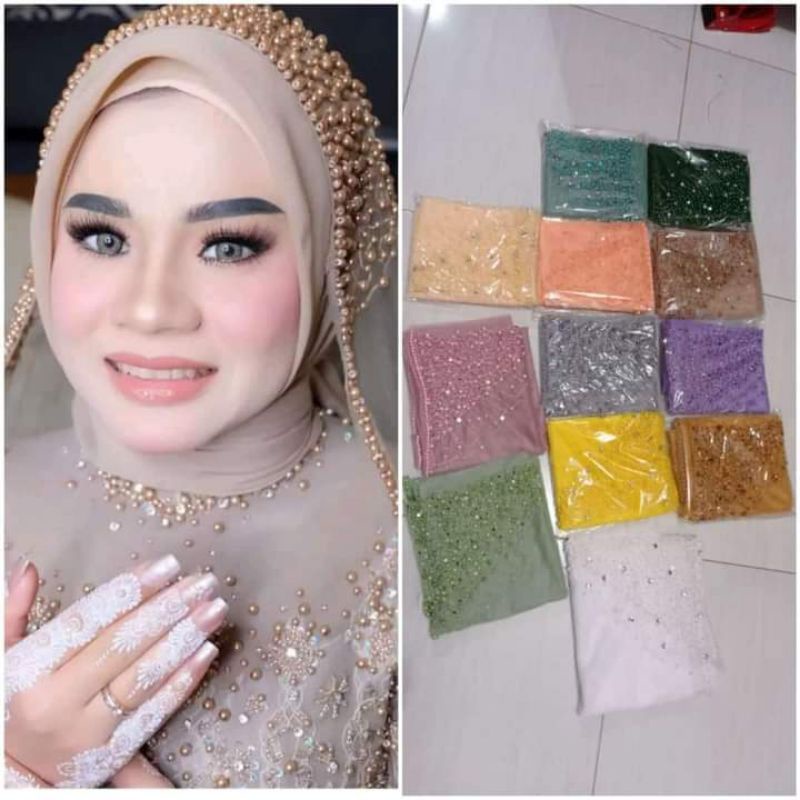 slayer pengantin / slayer mutiara tabur / veil pengantin / veil wedding / slayer pesta