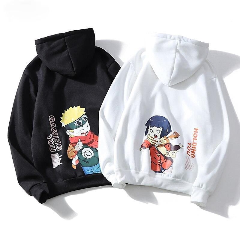 Hoodie Polos dan Motif Anime / Hoodie Couple Naruto dan Hinata Bahan Hudi Fleece Unisex Pria Wanita