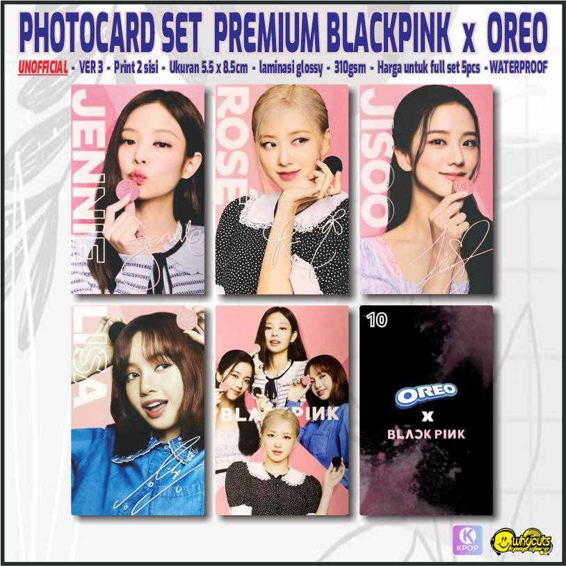 Unofficial Photocard Premium Blackpink Oreo / print 2 sisi laminasi glossy / anti air isi 4 pcs