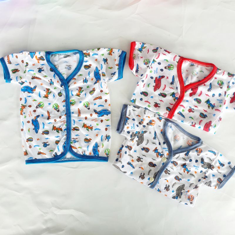 3 Pcs Baju Bayi Lengan Pendek/ Panjang Rib Warna