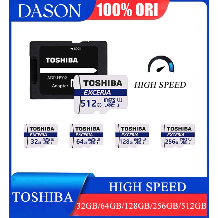 Toshiba Memory Card Microsd Card Exceria microSDHC 32GB/64GB/128GB/256GB/512GB High Speed CL4 M102 Micro SD Kartu Memori With Free Adapter