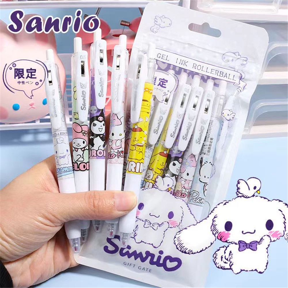 [COD Tangding] 6pcs Lucu Sanrio Siswa 0.5mm Pena Netral Coolomey Jade Guigou Gadis Kartun Pulpen Alat Tulis