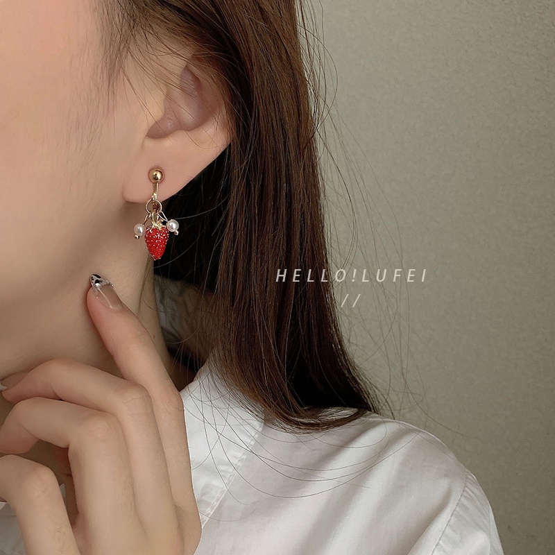 Gaya Korea Klip Telinga retro Anting Mutiara Anting Musim Gugur Musim Dingin Musim Semi Festival Earrings925Perak