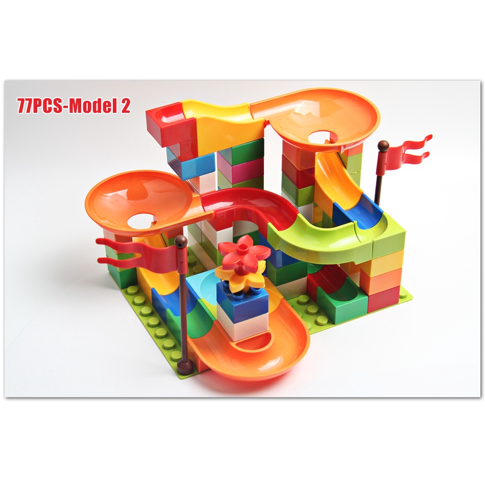 777 Pcs Marble Race Run Big Block Compatible Kota Blok Bangunan Corong Slide Blok DIY Batu Bata Besar Mainan Untuk Anak Hadiah