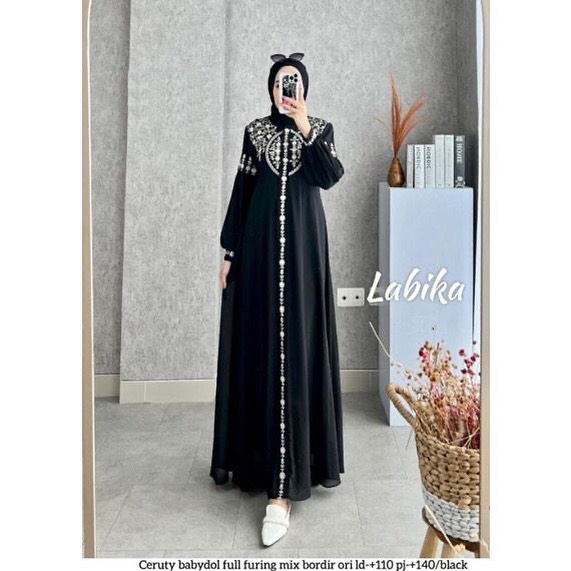 GAMIS MELAYU TERBARU WANITA MUSLIM DIANDRA MAXY DRESS CERUTY BABYDOLL APLIKASI BORDIR GAMIS MALAYSIA