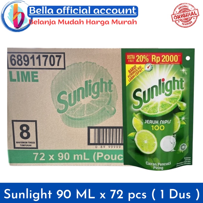 Sunlight Jeruk Nipis 90 ml / 72 pcs / Karton / 1 dus - 1 Dus